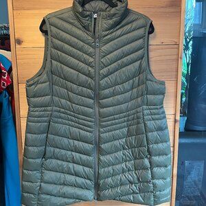 Lands' End Long Down Vest Sage Green XL